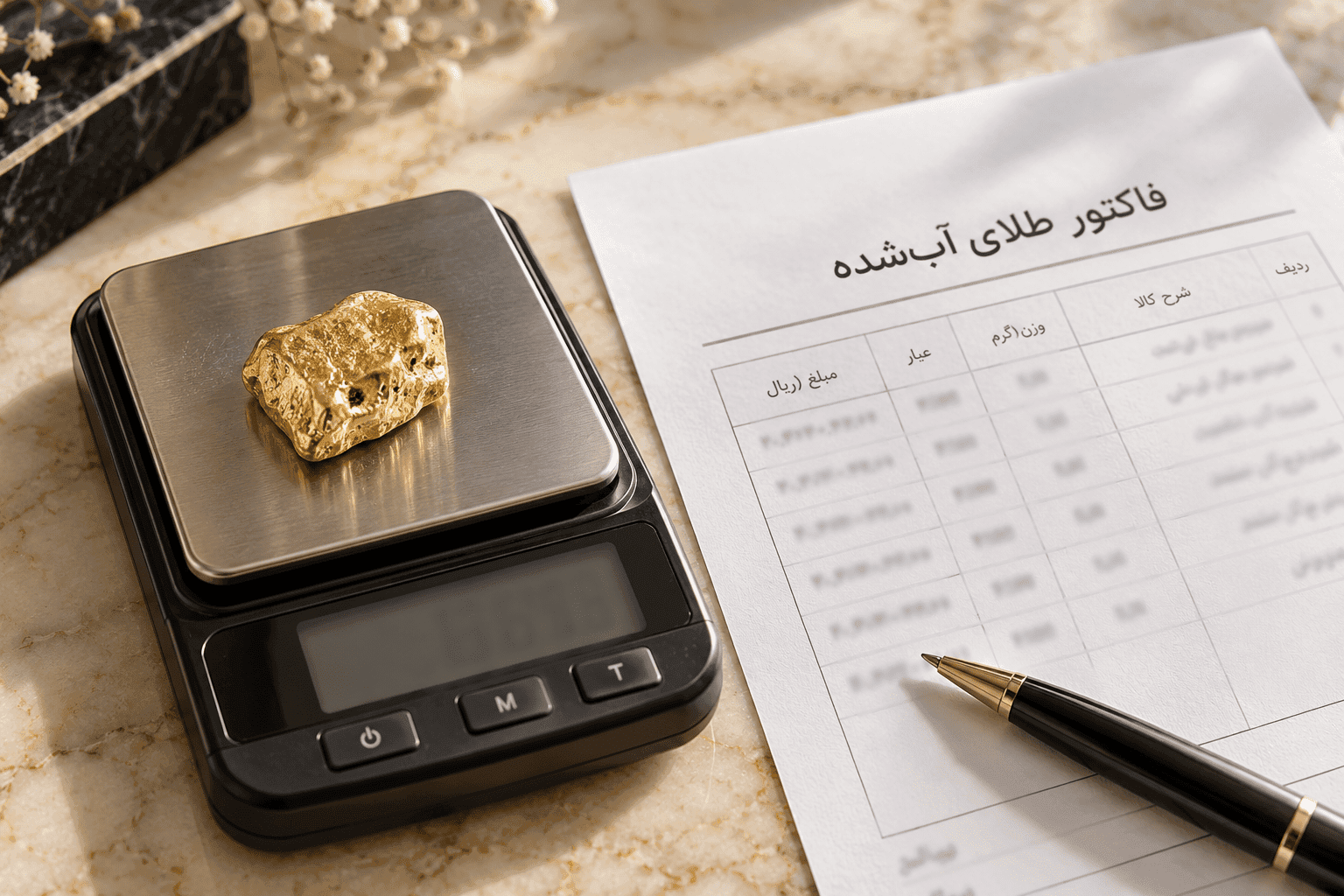 فاکتور طلای آب شده چیست؟ راهنمای کامل مشخصات، استعلام انگ و ۷ نکته خرید امن